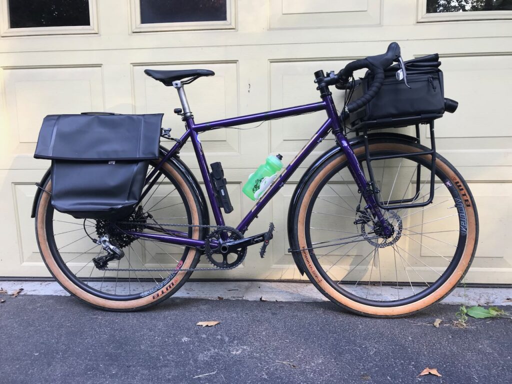Bike with Pelago Rack and Thule bag, just to rub it in.